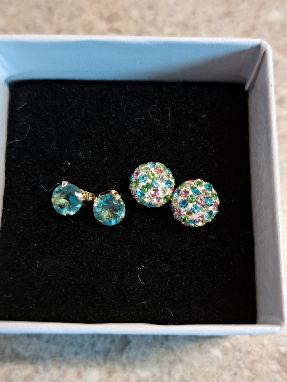 14k Crystal Ball Studs Bogo Lot